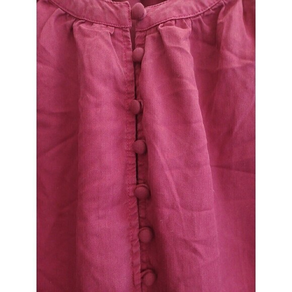 Crown & Ivy boho burgundy peasant blouse M smocking detail sleeves pullover - Picture 4 of 12